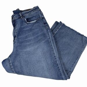 Judy Blue Cropped Jeans Womens 34x23 Blue Denim Logo Slim Fit High-Rise Raw Hem